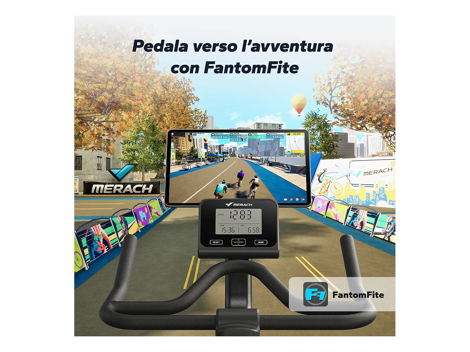 Velo d'appartement magnetique, volant 10 kg, 16 niveaux, guidon/selle reglables, bluetooth, double porte bouteille, support halteres