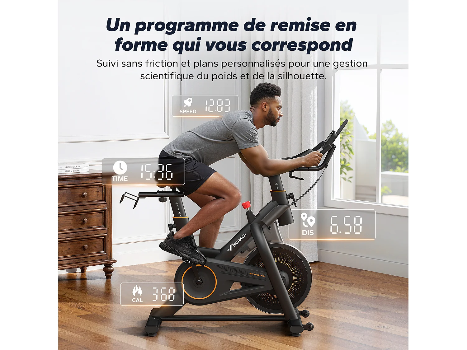 Bicicletta da camera magnetica, volano da 10 kg, 16 livelli, manubrio/sella regolabili, Bluetooth, doppio portaborraccia, supporto per manubri