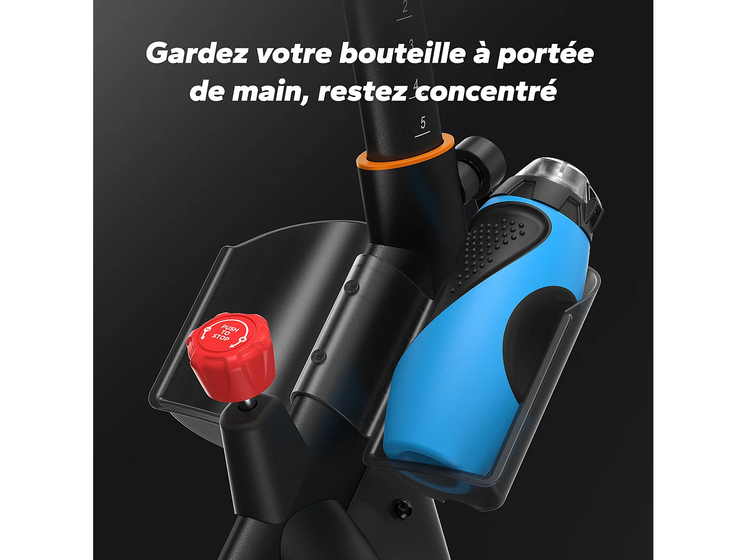 Bicicleta estática magnética, volante de 18 kg, 16 niveles, manillar/asiento regulables, Bluetooth, doble portabotellas, soporte para mancuernas