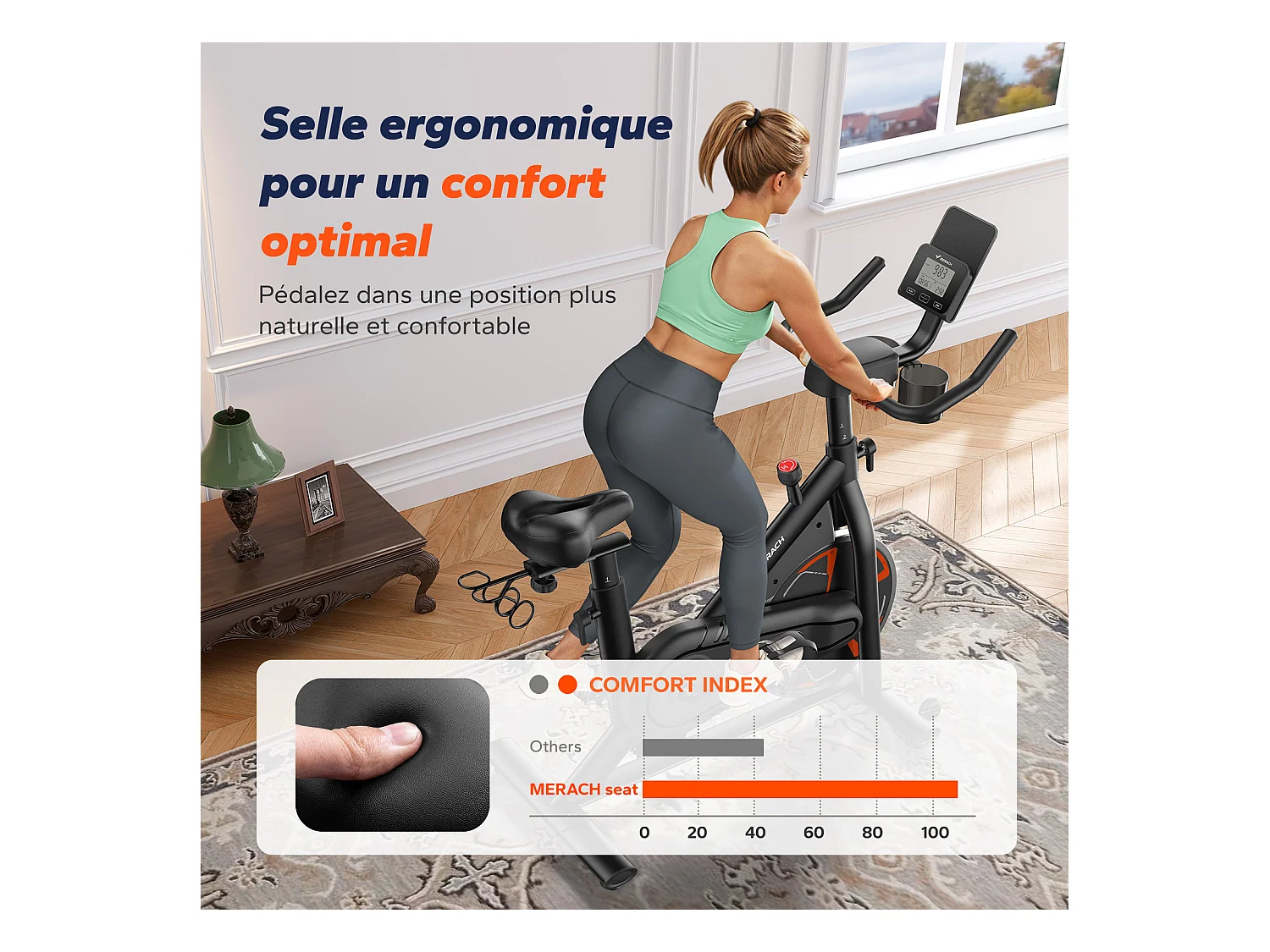 Heimtrainer Fahhrad für Zuhause, leises Fitnessbike mit LCD-Display, Magnetischer Widerstand, 8 Widerstandsstufen, bis 150 KG belastbar