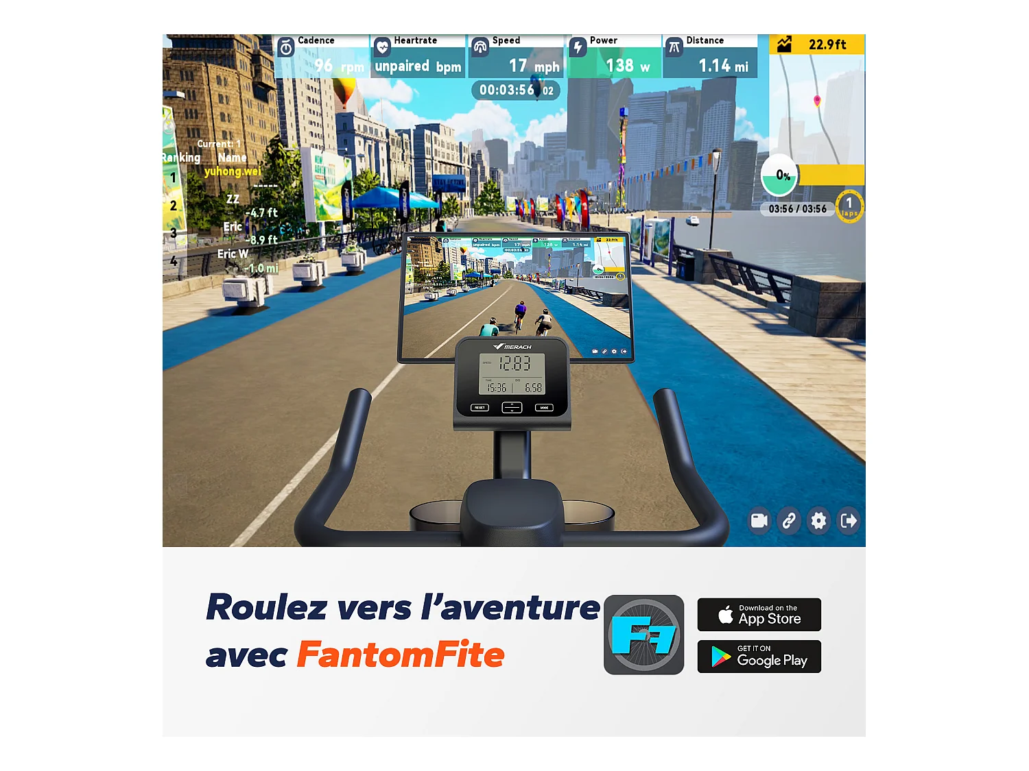 Heimtrainer Fahhrad für Zuhause, leises Fitnessbike mit LCD-Display, Magnetischer Widerstand, 8 Widerstandsstufen, bis 150 KG belastbar