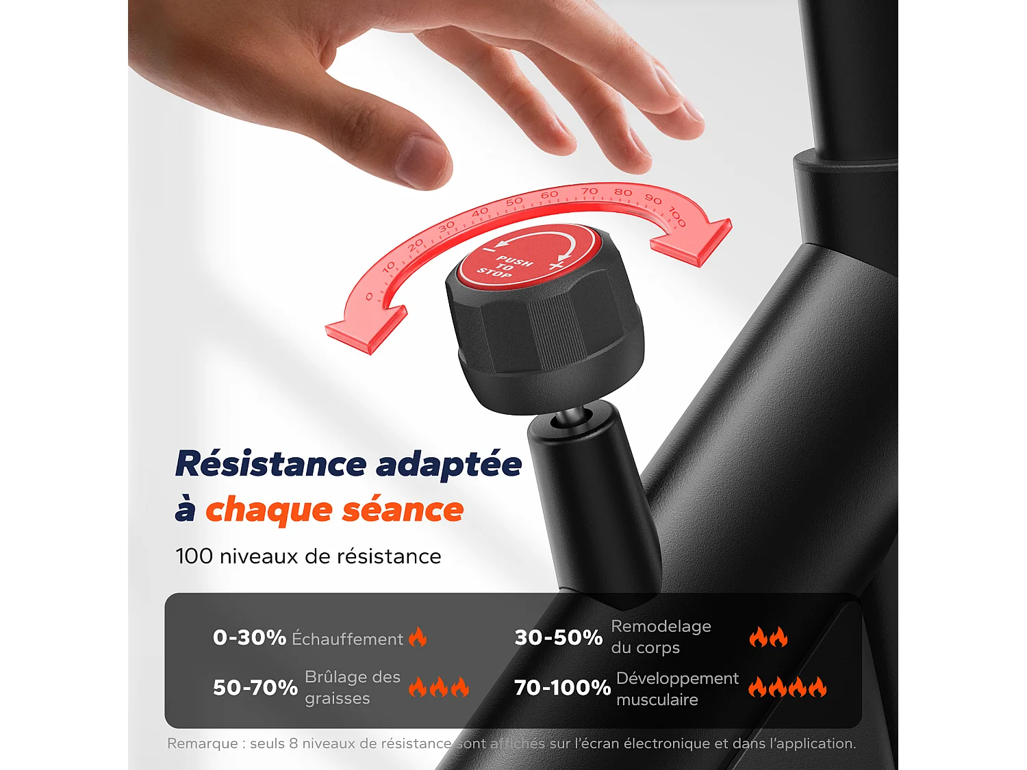 Vélo d'appartement magnétique MERACH, volant d'inertie 8 kg, 8 niveaux de résistance, écran LCD, APP compatible, charge 150 kg, silencieux