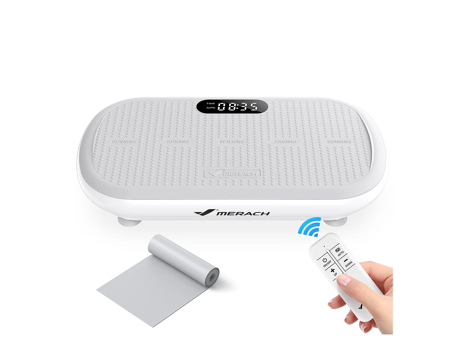 Plateforme Vibrante MERACH, Télécommande, Écran LED, Bluetooth, 10 Vitesses, 11 Programmes, Silencieuse, Capacité 200 kg