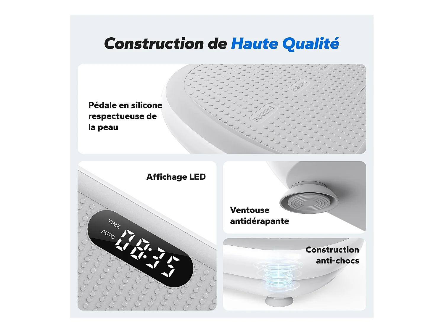 Plateforme Vibrante MERACH, Télécommande, Écran LED, Bluetooth, 10 Vitesses, 11 Programmes, Silencieuse, Capacité 200 kg