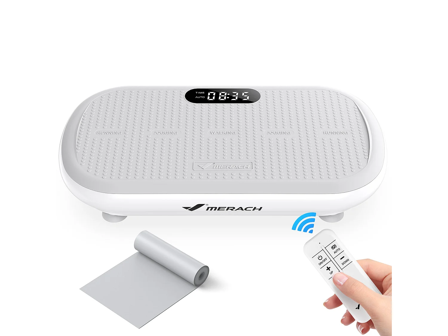 Plateforme Vibrante MERACH, Télécommande, Écran LED, Bluetooth, 10 Vitesses, 11 Programmes, Silencieuse, Capacité 200 kg