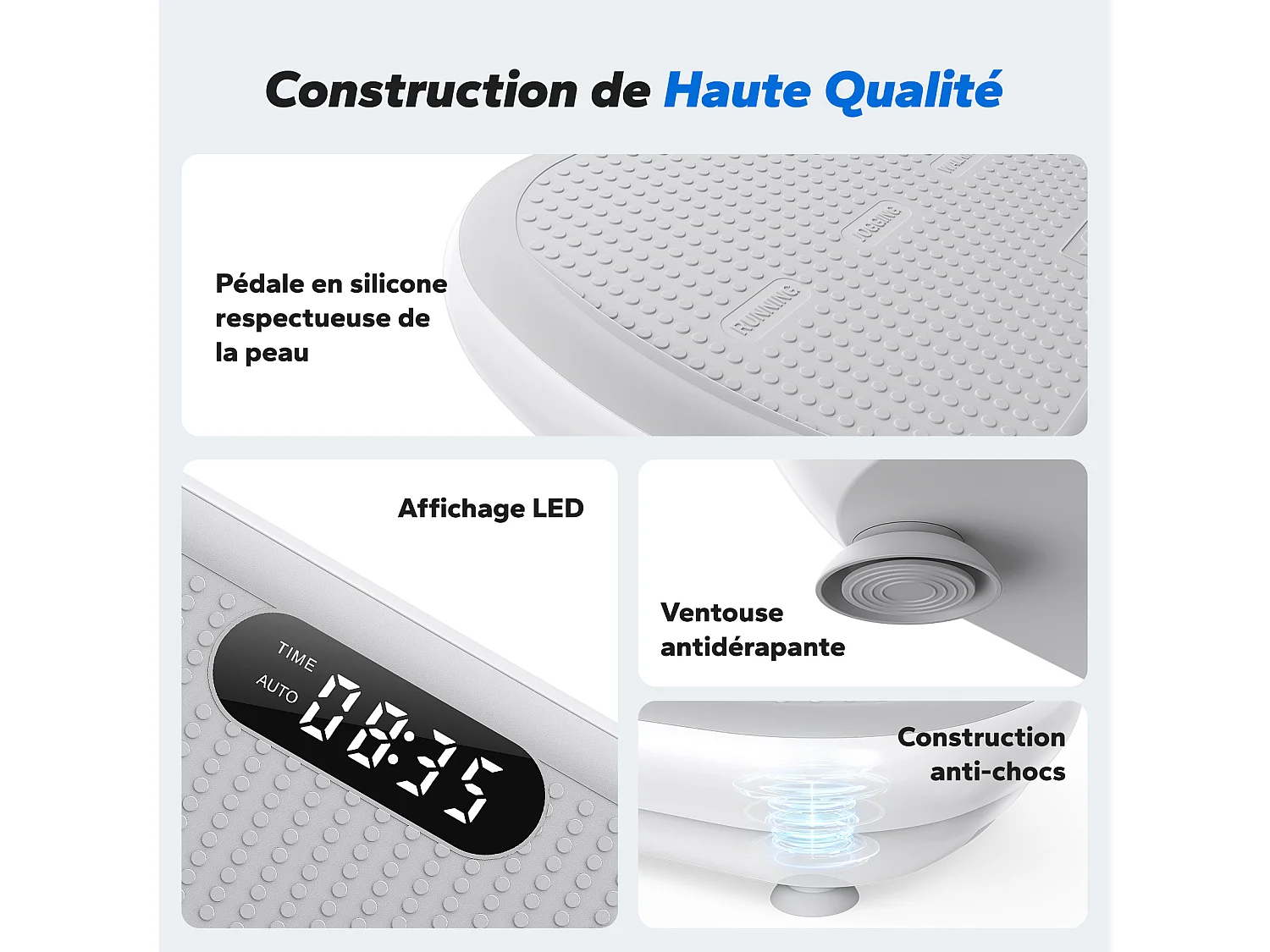 Plateforme Vibrante MERACH, Télécommande, Écran LED, Bluetooth, 10 Vitesses, 11 Programmes, Silencieuse, Capacité 200 kg