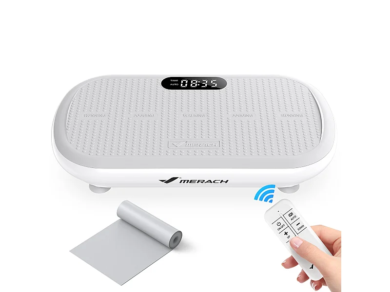 Plateforme Vibrante MERACH, Télécommande, Écran LED, Bluetooth, 10 Vitesses, 11 Programmes, Silencieuse, Capacité 200 kg