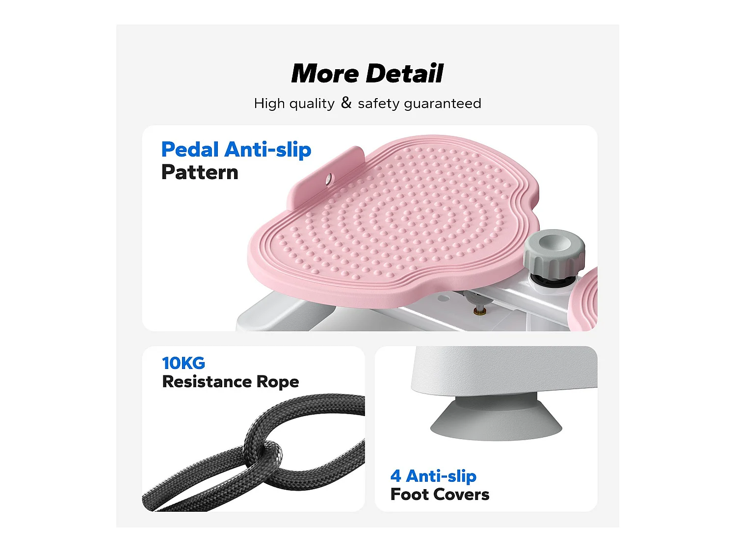 Twist Board MERACH con 2 corde elastiche 2×10 kg, tonifica corpo e addominali, compatto, carico max 136 kg, rosa