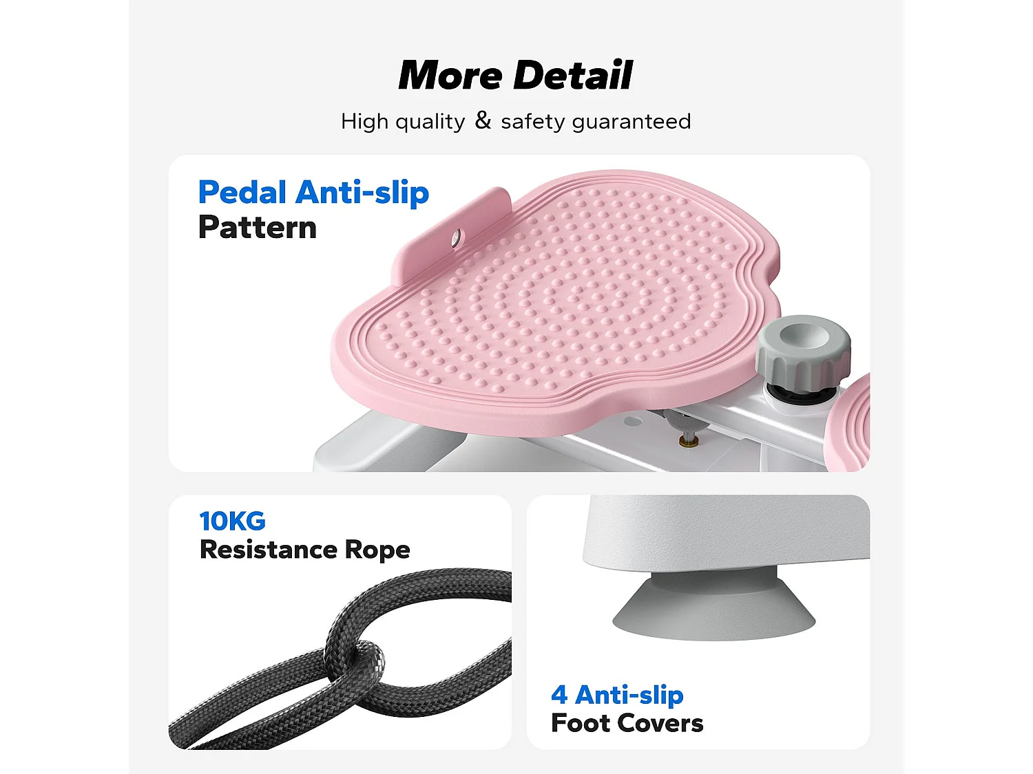 Plateau de torsion MERACH, Twist Board avec 2 cordes élastiques 2×10kg, tonifie corps et abdos, compact, charge 136kg, rose