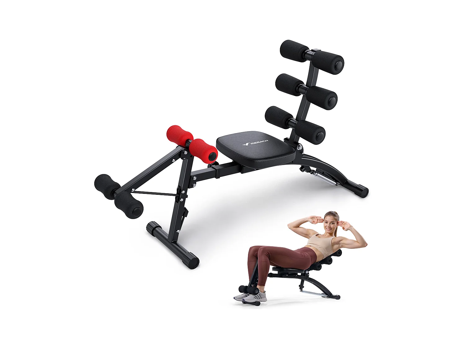 Banc de Musculation Multifonction Réglable MERACH, Renforcement Abdominal & Musculaire, Idéal pour Fitness à Domicile 130KG MAX