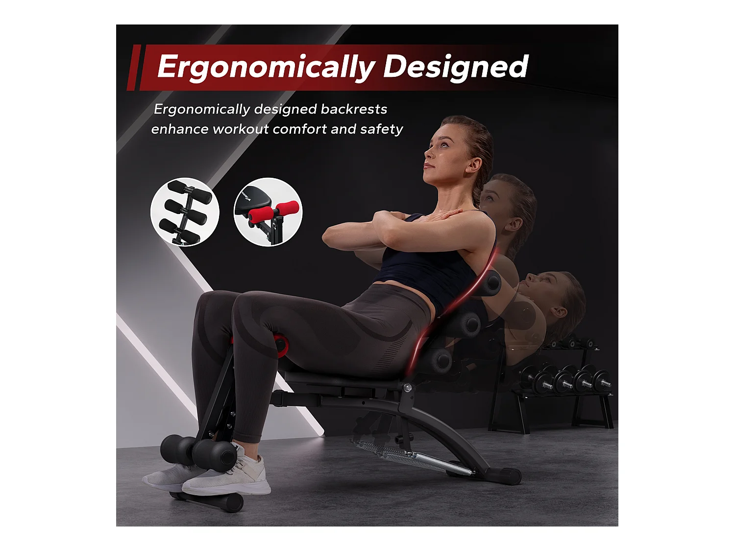 Banc de Musculation Multifonction Réglable MERACH, Renforcement Abdominal & Musculaire, Idéal pour Fitness à Domicile 130KG MAX