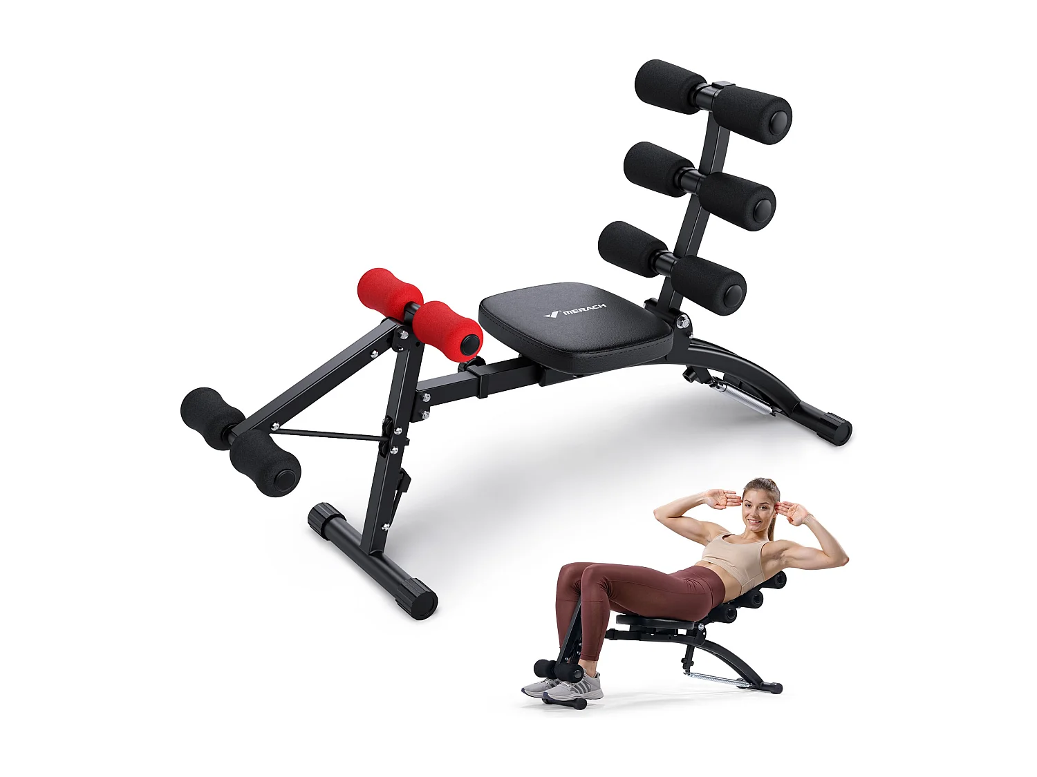 Banc de Musculation Multifonction Réglable MERACH, Renforcement Abdominal & Musculaire, Idéal pour Fitness à Domicile 130KG MAX