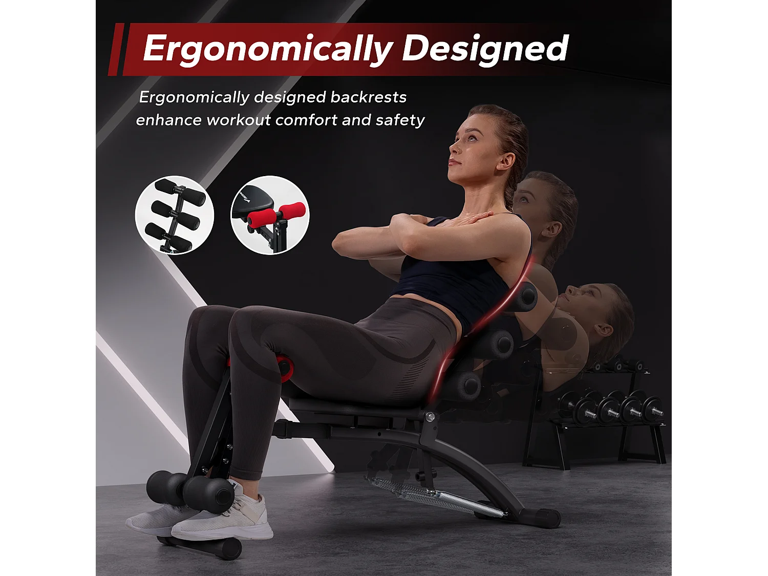 Banc de Musculation Multifonction Réglable MERACH, Renforcement Abdominal & Musculaire, Idéal pour Fitness à Domicile 130KG MAX