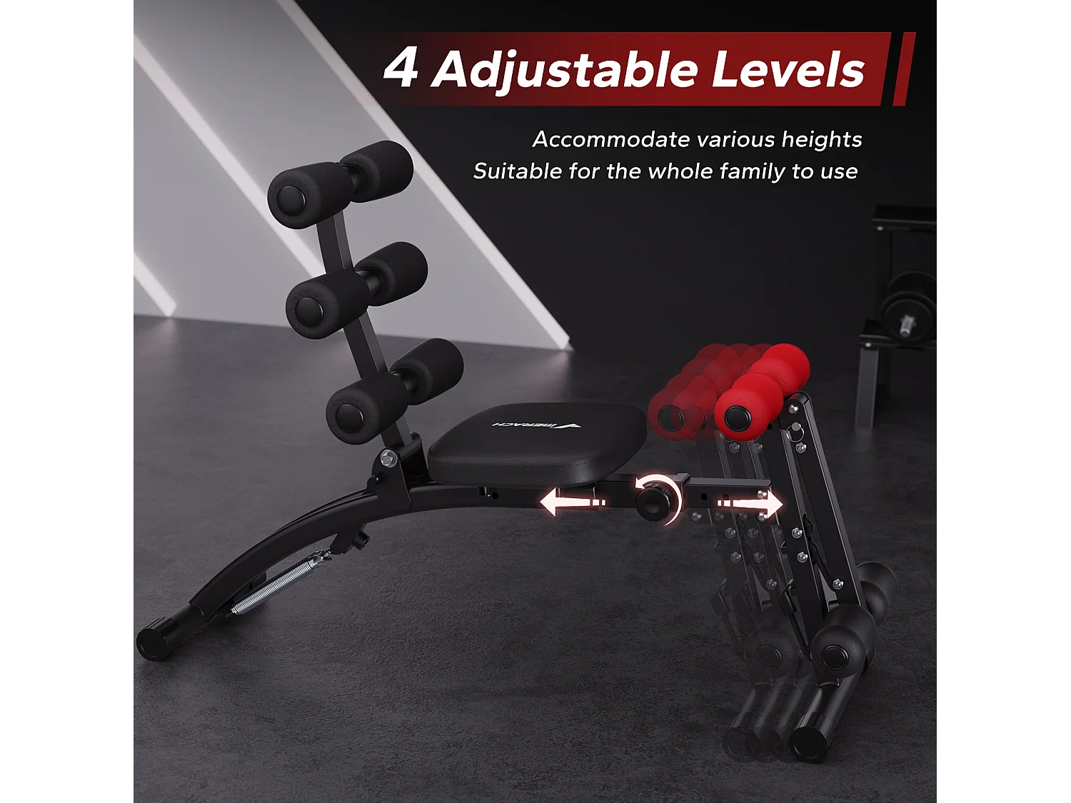 Banc de Musculation Multifonction Réglable MERACH, Renforcement Abdominal & Musculaire, Idéal pour Fitness à Domicile 130KG MAX