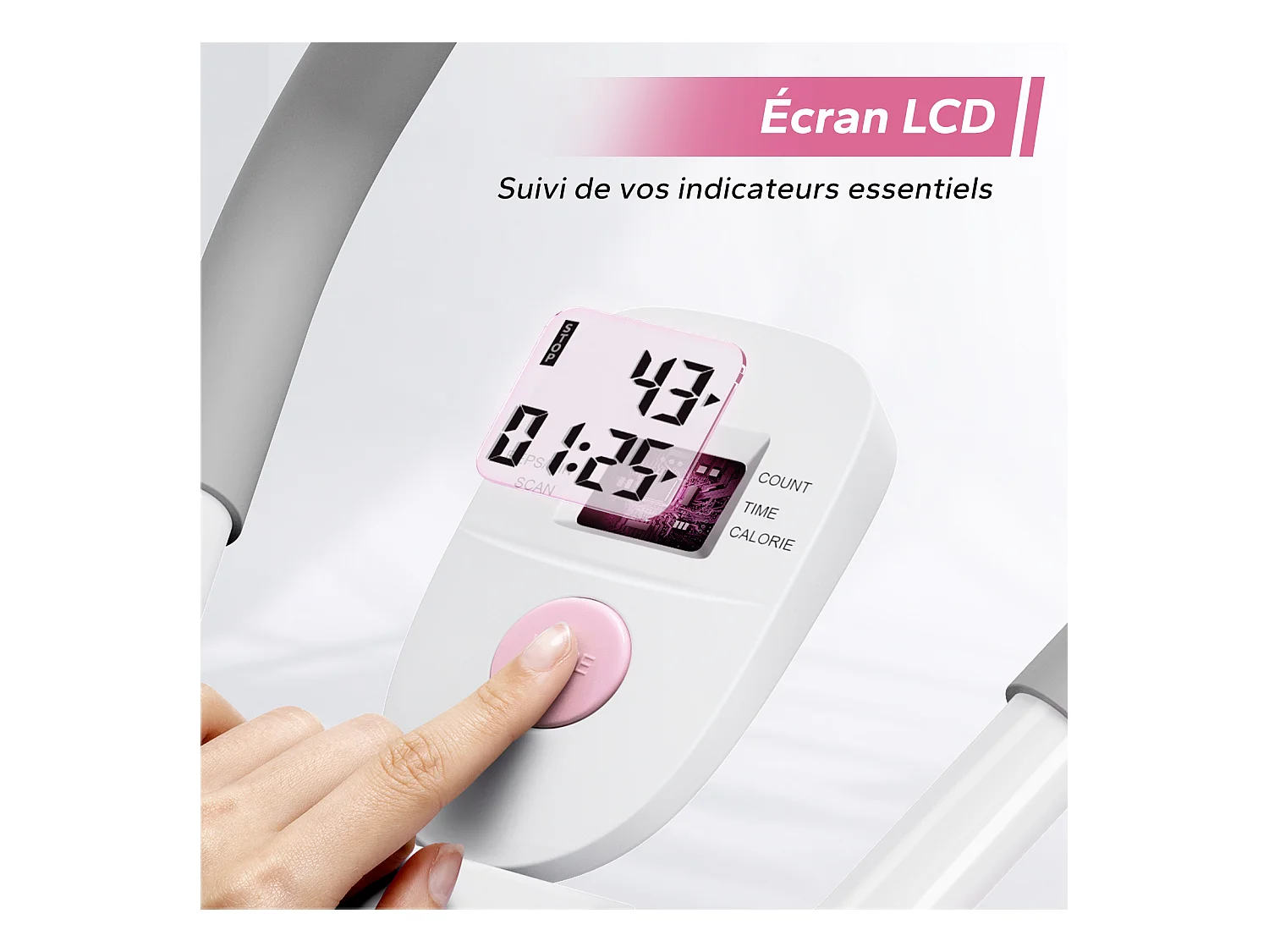 Appareil Abdos & Fessiers MERACH, 5 Niveaux, Inclinaison Réglable, Coussin U, Guidon Antidérapant, Écran LCD, Charge 200kg, Blanc