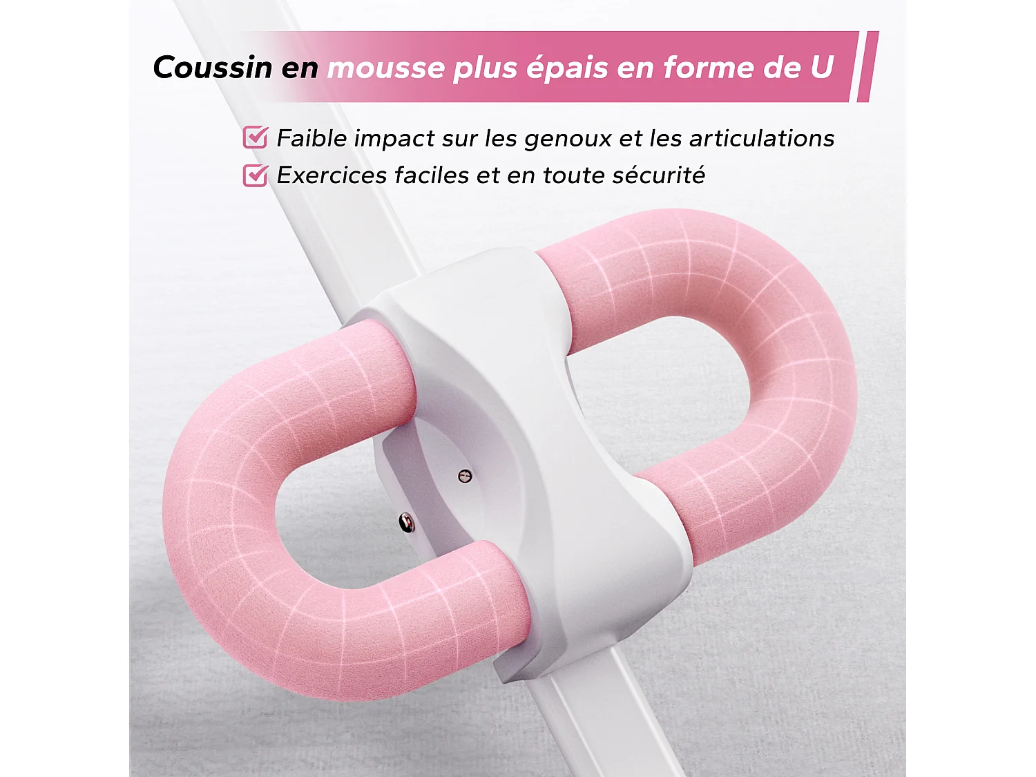 Attrezzo addome & glutei MERACH, 5 livelli, inclinazione regolabile, cuscino a U, manubrio antiscivolo, schermo LCD, carico 200 kg, bianco