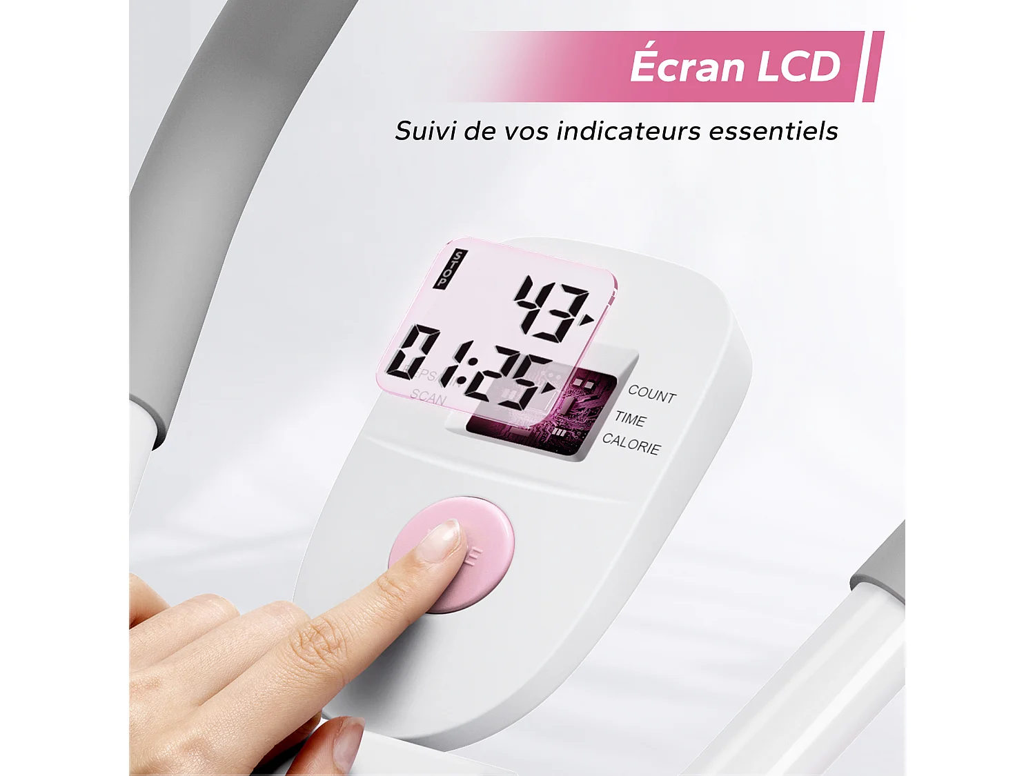 Appareil Abdos & Fessiers MERACH, 5 Niveaux, Inclinaison Réglable, Coussin U, Guidon Antidérapant, Écran LCD, Charge 200kg, Blanc