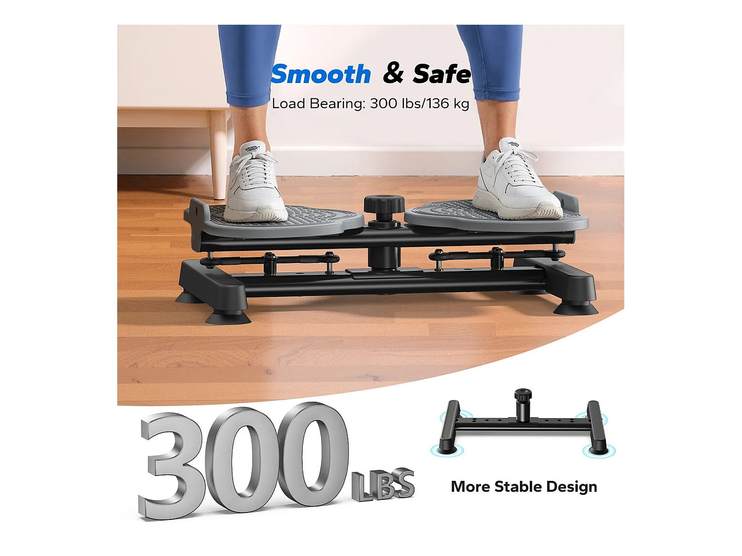 Plateau de torsion MERACH, Twist Board avec 2 cordes élastiques 2×10kg, sculpte taille et abdos, silencieux, charge 136kg, noir