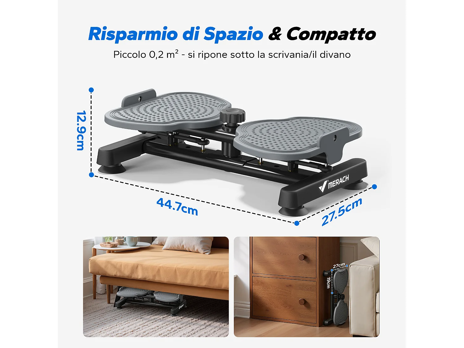 Plateau de torsion MERACH, Twist Board avec 2 cordes élastiques 2×10kg, sculpte taille et abdos, silencieux, charge 136kg, noir