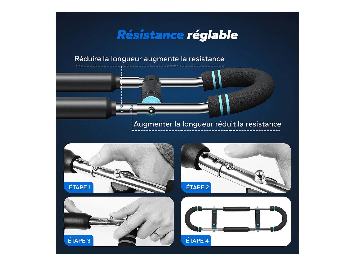 Armtrainer – Kraft-Twister U-Form, verstellbar 27-50kg, Abnehmbares Design für Zuhause, Büro und Reise kompakt tragbar