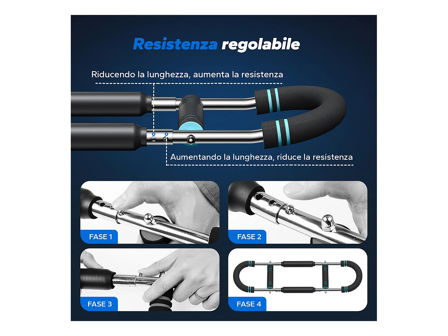 Armtrainer – Kraft-Twister U-Form, verstellbar 27-50kg, Abnehmbares Design für Zuhause, Büro und Reise kompakt tragbar