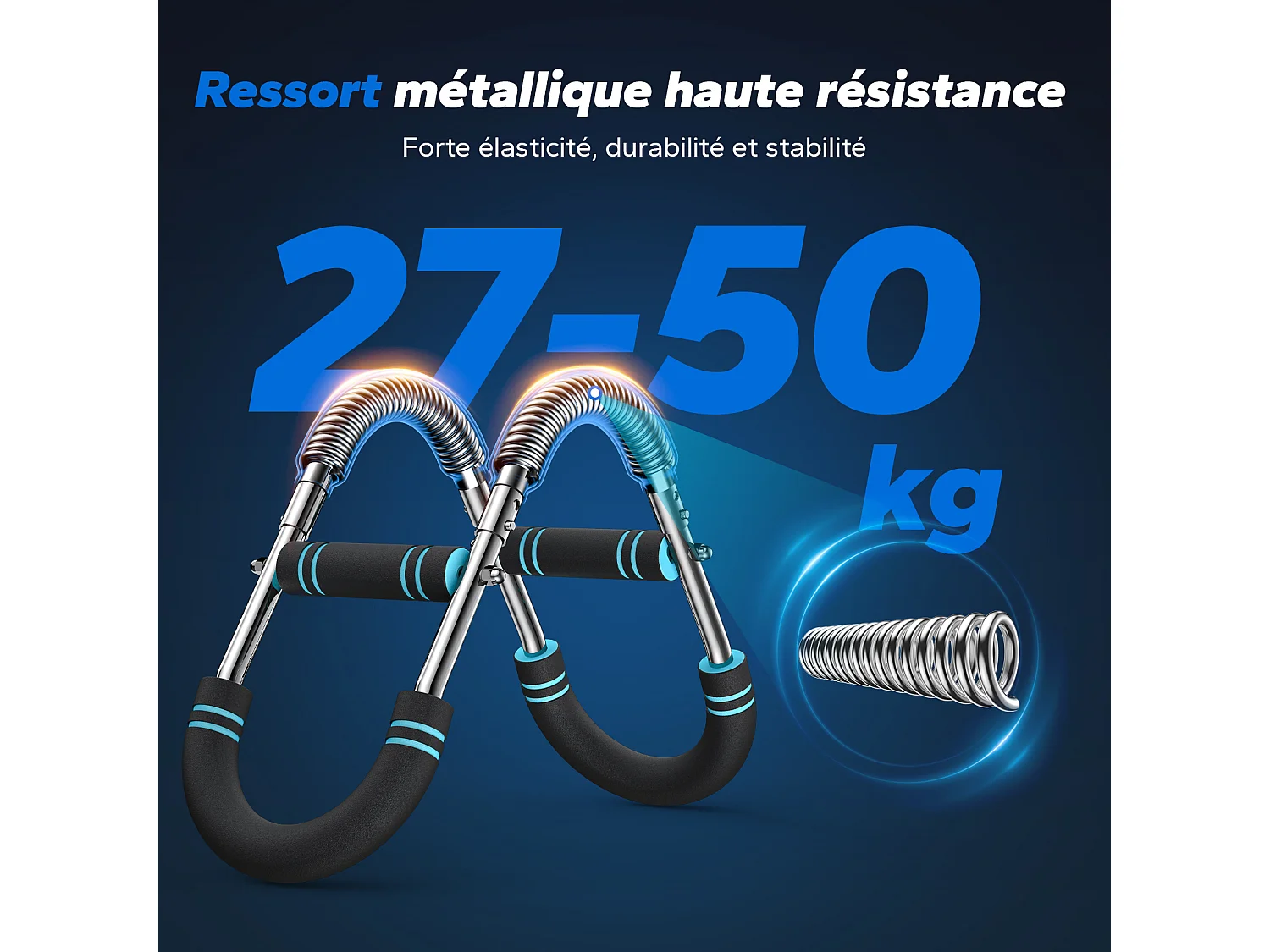 Entraîneur de bras réglable, MERACH Twister, ressort 27-50 kg, poignée antidérapante, exercices bras/pectoraux/biceps/dos, max 150 kg