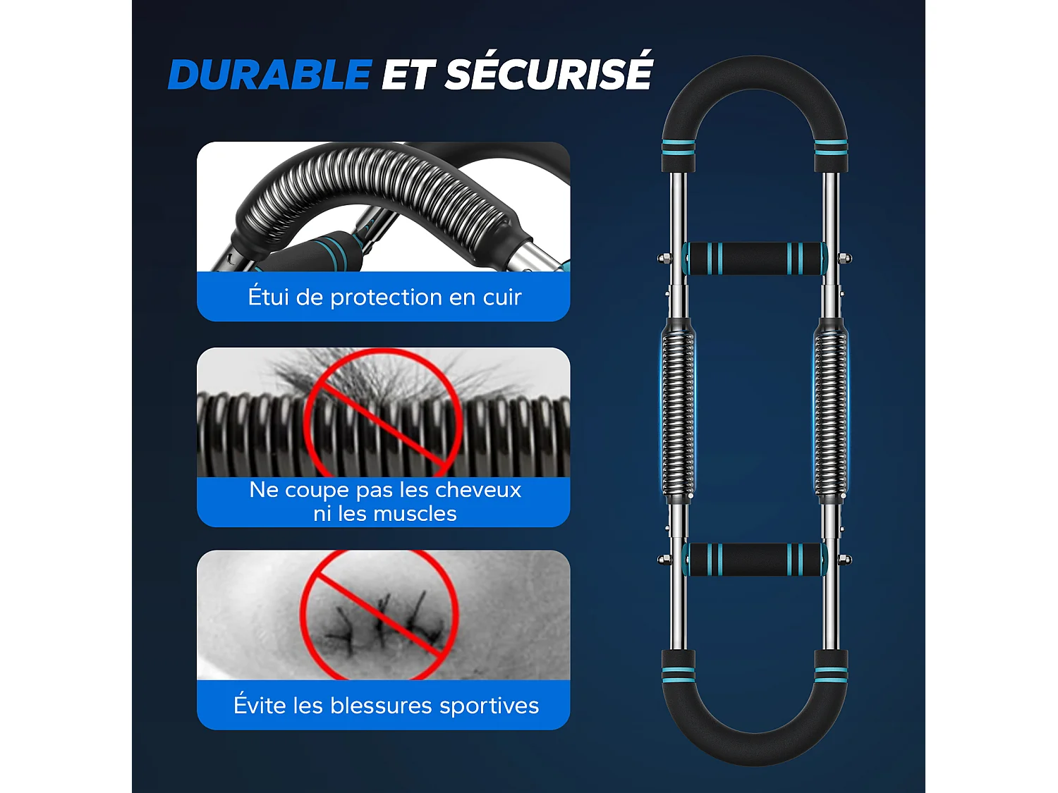 Entraîneur de bras réglable, MERACH Twister, ressort 27-50 kg, poignée antidérapante, exercices bras/pectoraux/biceps/dos, max 150 kg