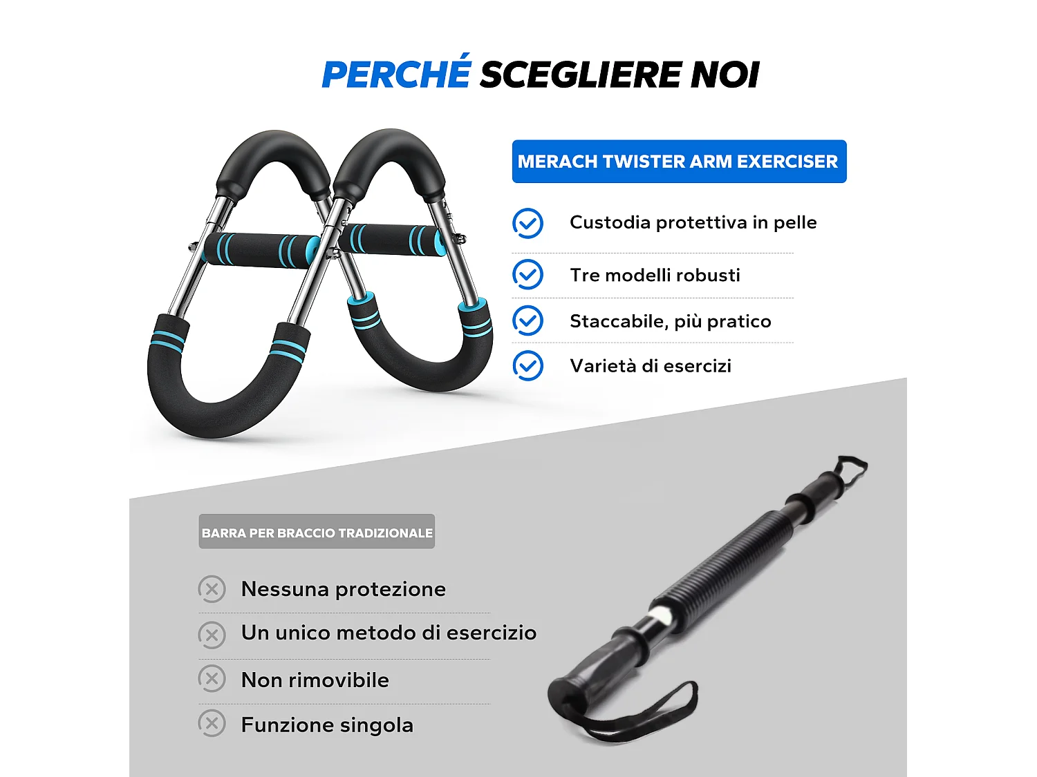 Entraîneur de bras réglable, MERACH Twister, ressort 27-50 kg, poignée antidérapante, exercices bras/pectoraux/biceps/dos, max 150 kg