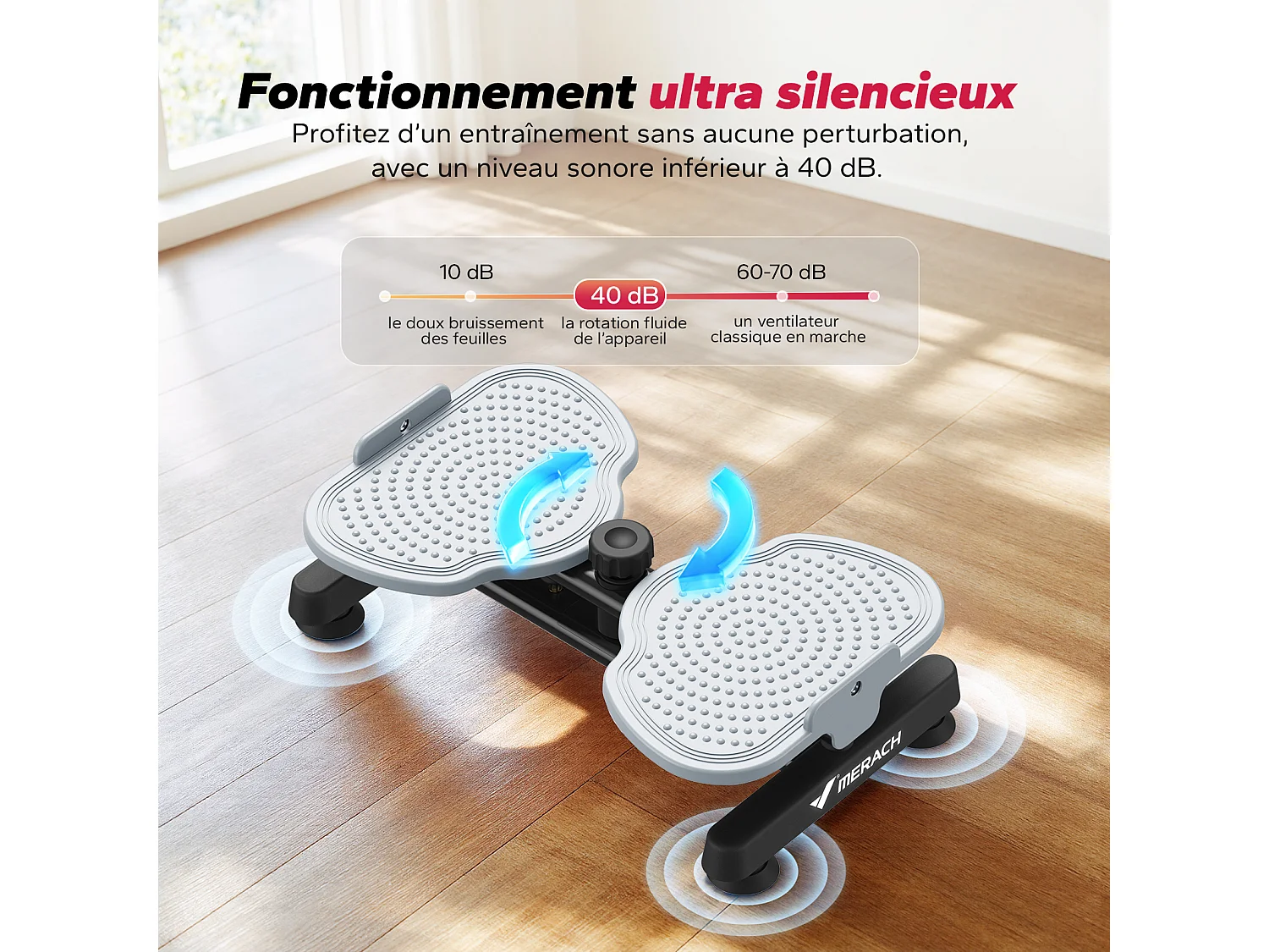 Appareil de Torsion Taille MERACH, Avec Bandes Élastiques de Résistance, Motif antidérapant, Charge Max 136 kg, Silencieux, Noir