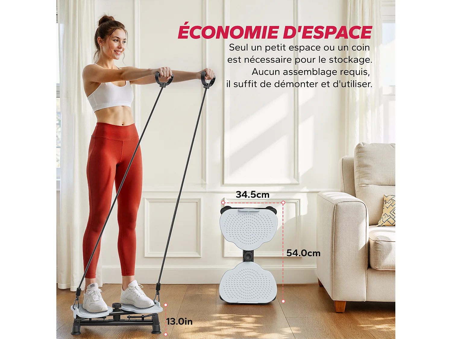 Appareil de Torsion Taille MERACH, Avec Bandes Élastiques de Résistance, Motif antidérapant, Charge Max 136 kg, Silencieux, Noir