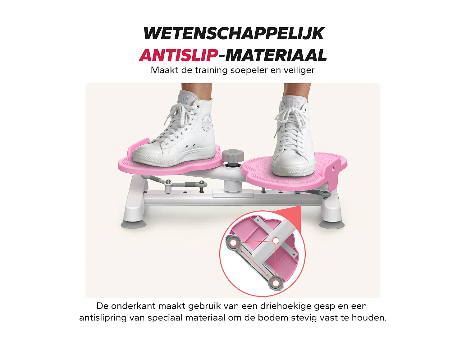 Attrezzo per torsione vita MERACH con bande elastiche di resistenza, presa sicura, carico max 136 kg, silenzioso, bianco