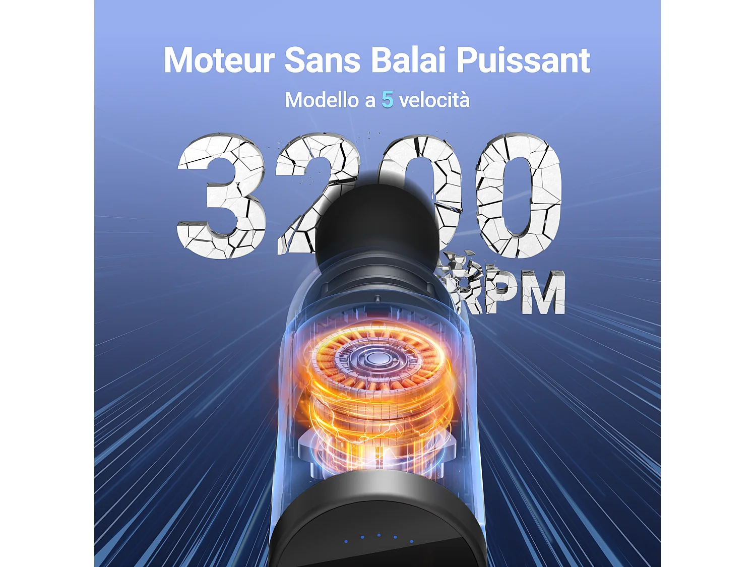 Pistolet de Massage Électrique, MERACH, Puissant 40W, 4 Têtes, 3 Vitesses, Soulagement Musculaire & Récupération Sportive