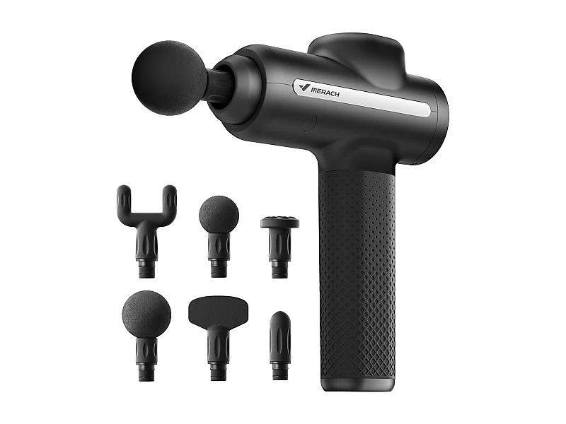 Pistola Massaggiante Elettrica MERACH, Potente 40W, 4 Testine, 3 Velocita, Sollievo Muscolare & Recupero Sportivo