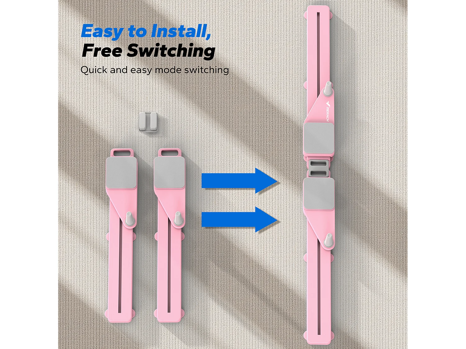 Planche de Pilates multifonction pliable MERACH, Bandes de résistance, entraînement Pilates et renforcement du tronc, rose