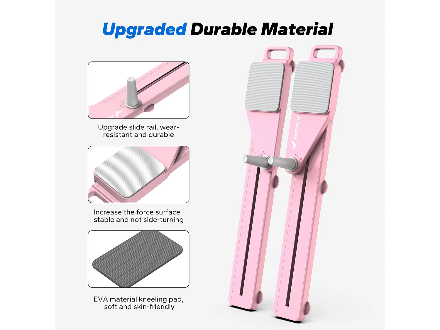 Planche de Pilates multifonction pliable MERACH, Bandes de résistance, entraînement Pilates et renforcement du tronc, rose