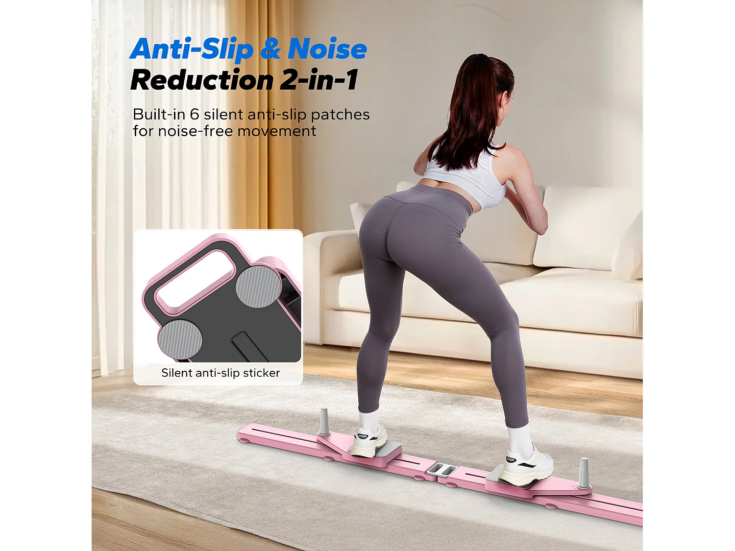 Planche de Pilates multifonction pliable MERACH, Bandes de résistance, entraînement Pilates et renforcement du tronc, rose