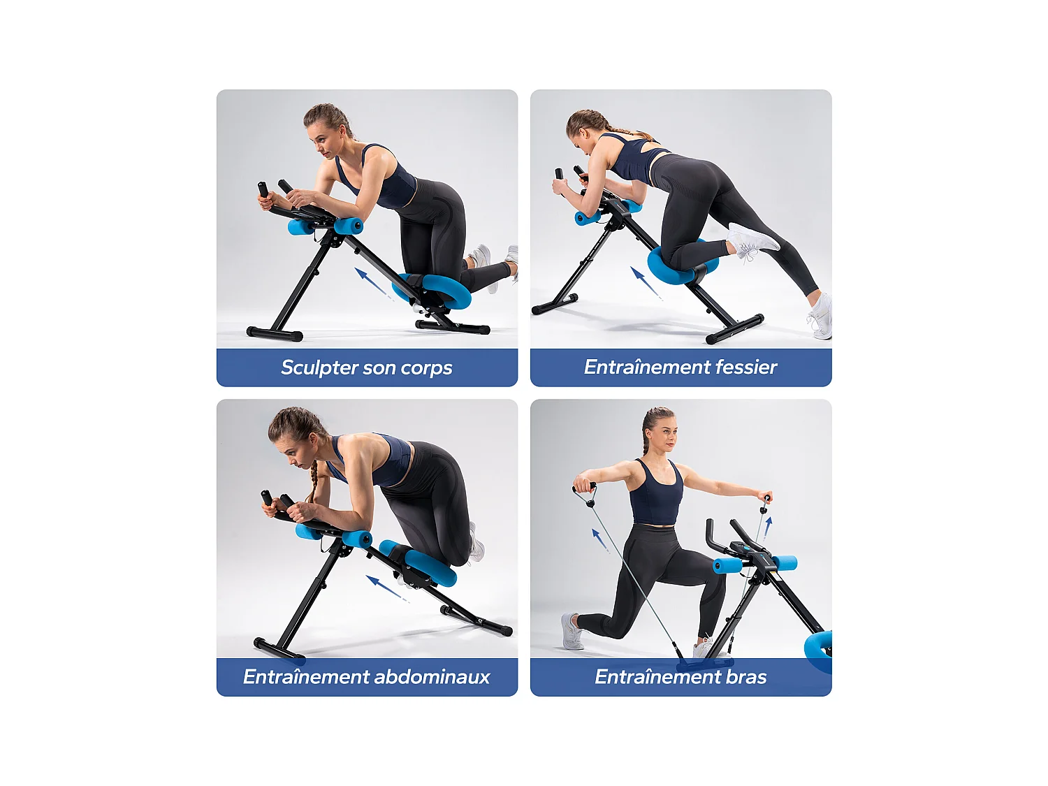 Appareil Abdos & Fessiers MERACH, 5 Niveaux, Inclinaison Réglable, Écran LCD, Charge 200kg, Coussin U, Guidon Antidérapant, Noir