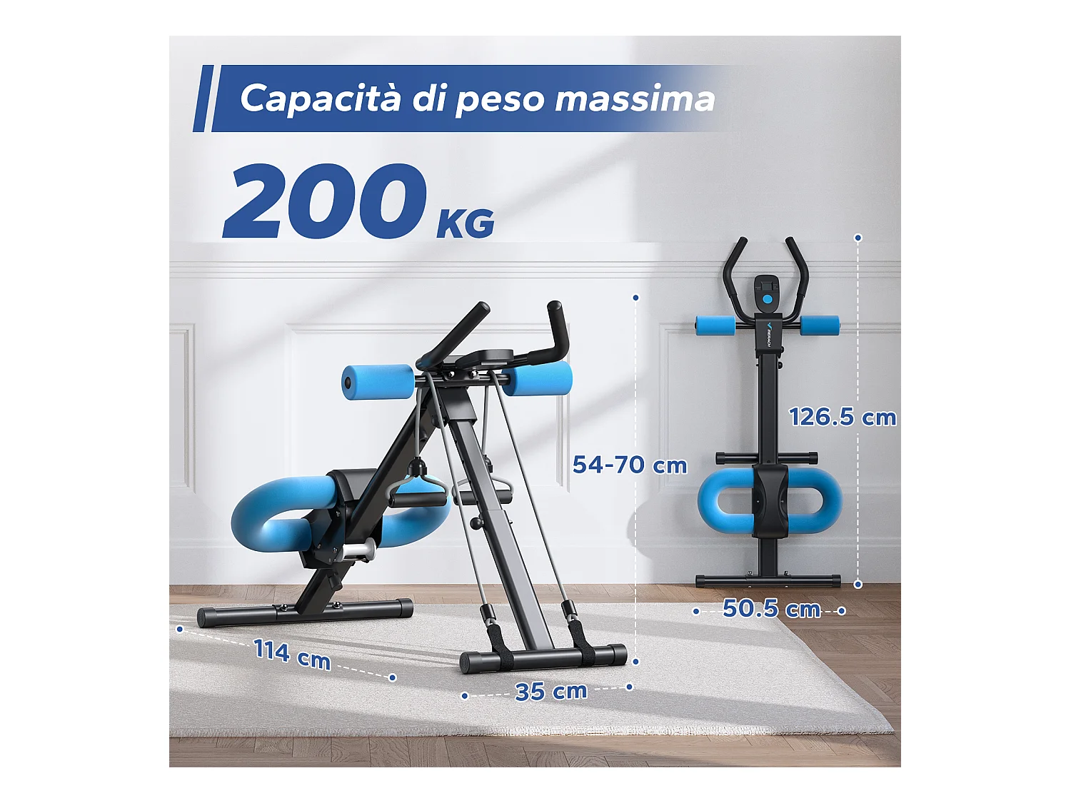 Appareil Abdos & Fessiers MERACH, 5 Niveaux, Inclinaison Réglable, Écran LCD, Charge 200kg, Coussin U, Guidon Antidérapant, Noir