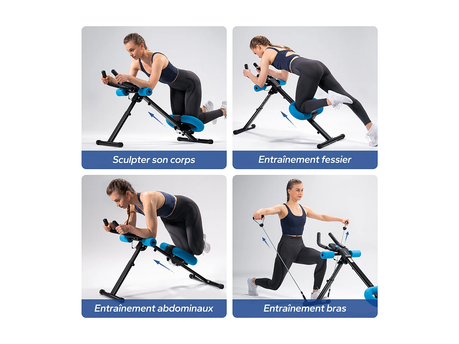 Appareil Abdos & Fessiers MERACH, 5 Niveaux, Inclinaison Réglable, Écran LCD, Charge 200kg, Coussin U, Guidon Antidérapant, Noir