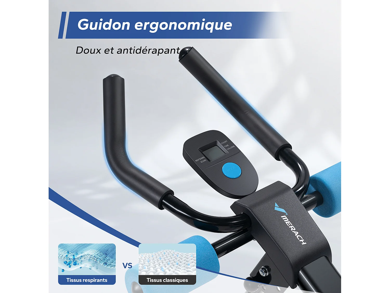 Appareil Abdos & Fessiers MERACH, 5 Niveaux, Inclinaison Réglable, Écran LCD, Charge 200kg, Coussin U, Guidon Antidérapant, Noir