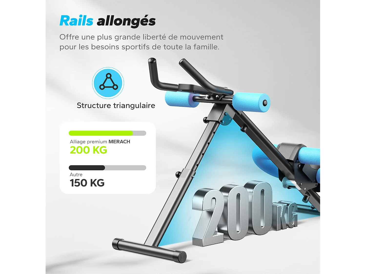 MERACH Ab Trainer Zwart - Opvouwbare Buikspiermachine - LCD Display met Weergave van Trainingsgegevens - Ergonomisch Ontwerp met Kniebescherming - Tot 200 kg