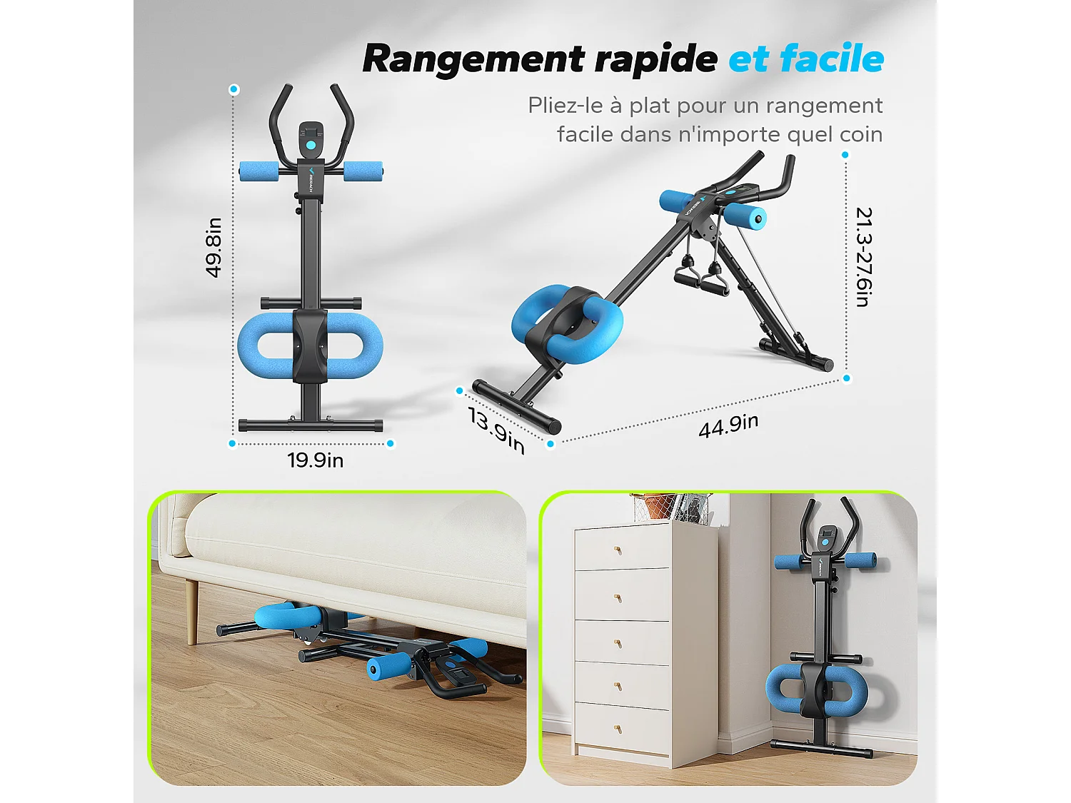 MERACH Ab Trainer Zwart - Opvouwbare Buikspiermachine - LCD Display met Weergave van Trainingsgegevens - Ergonomisch Ontwerp met Kniebescherming - Tot 200 kg