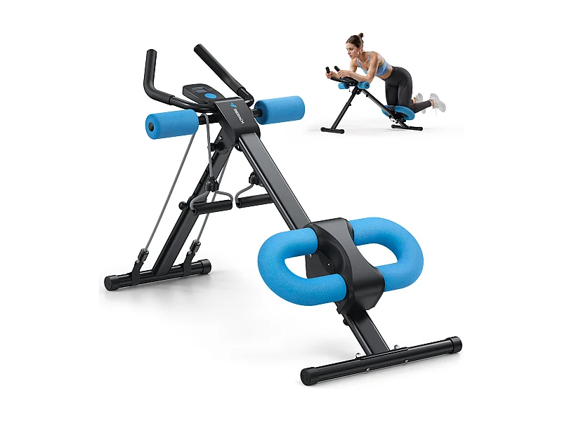 MERACH Ab Trainer Zwart - Opvouwbare Buikspiermachine - LCD Display met Weergave van Trainingsgegevens - Ergonomisch Ontwerp met Kniebescherming - Tot 200 kg