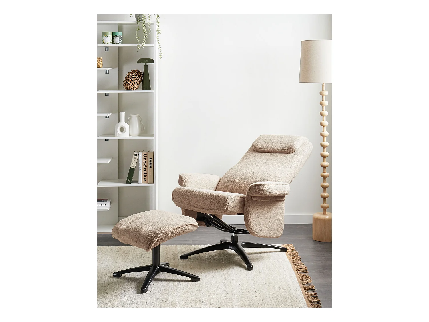 Fauteuil inclinable GERAS Bouclé Beige