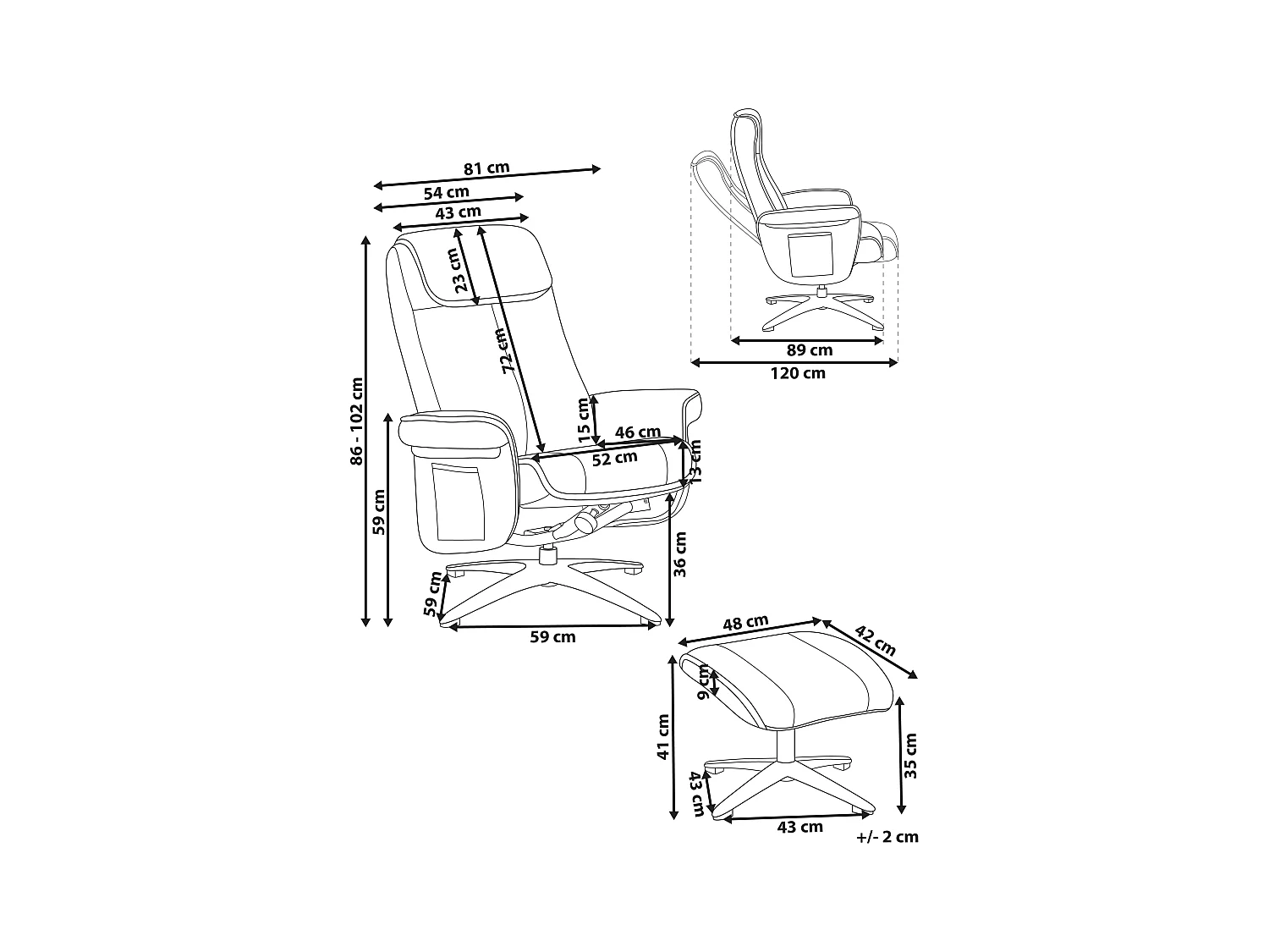 Fauteuil inclinable GERAS Bouclé Beige