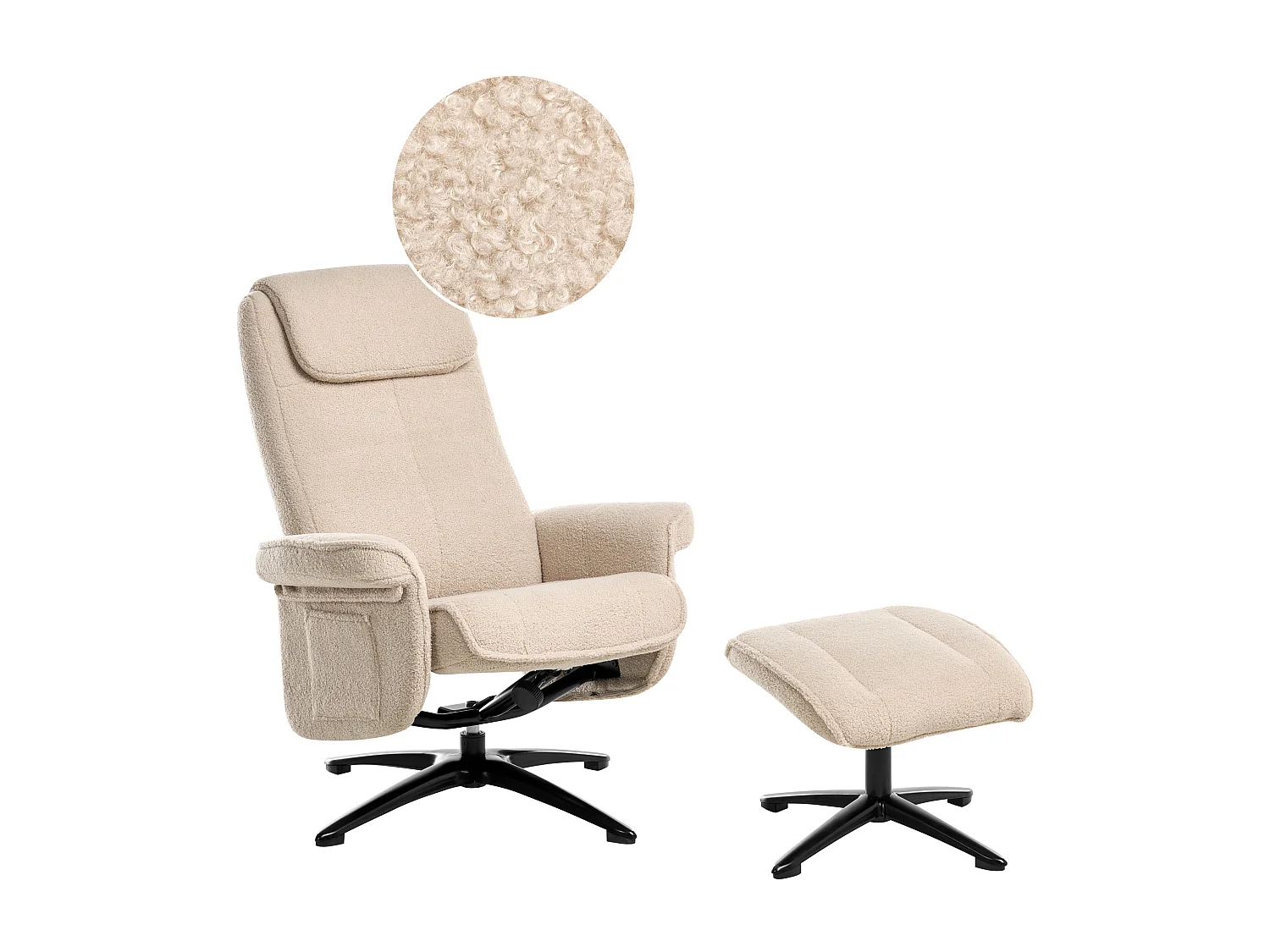 Fauteuil inclinable GERAS Bouclé Beige