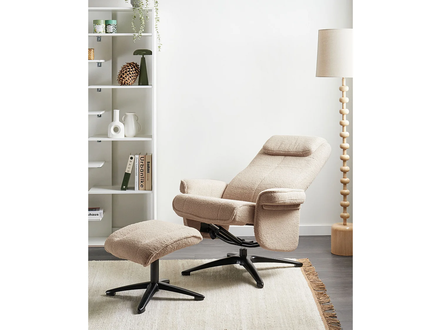 Fauteuil inclinable GERAS Bouclé Beige