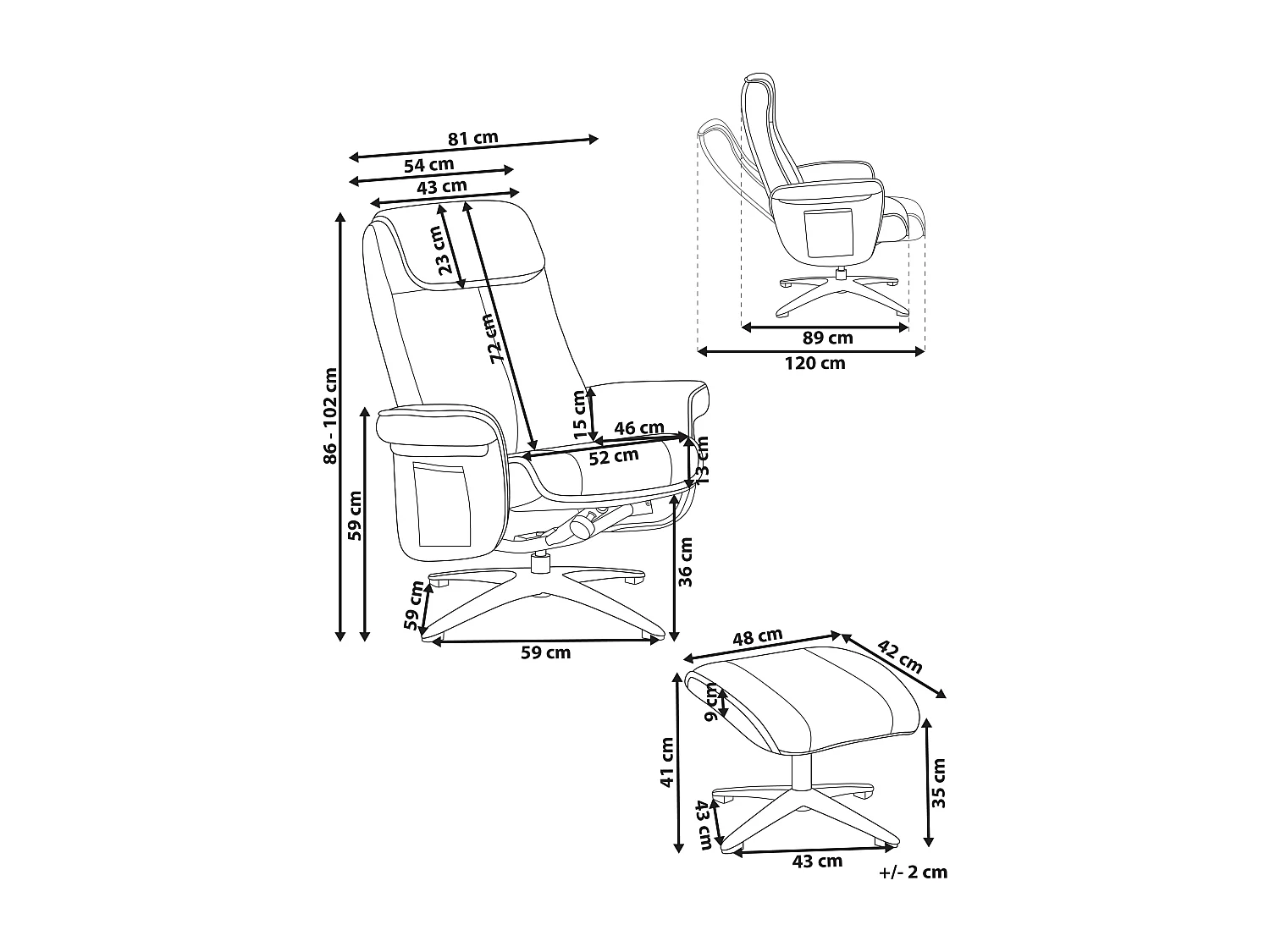 Fauteuil inclinable GERAS Bouclé Beige