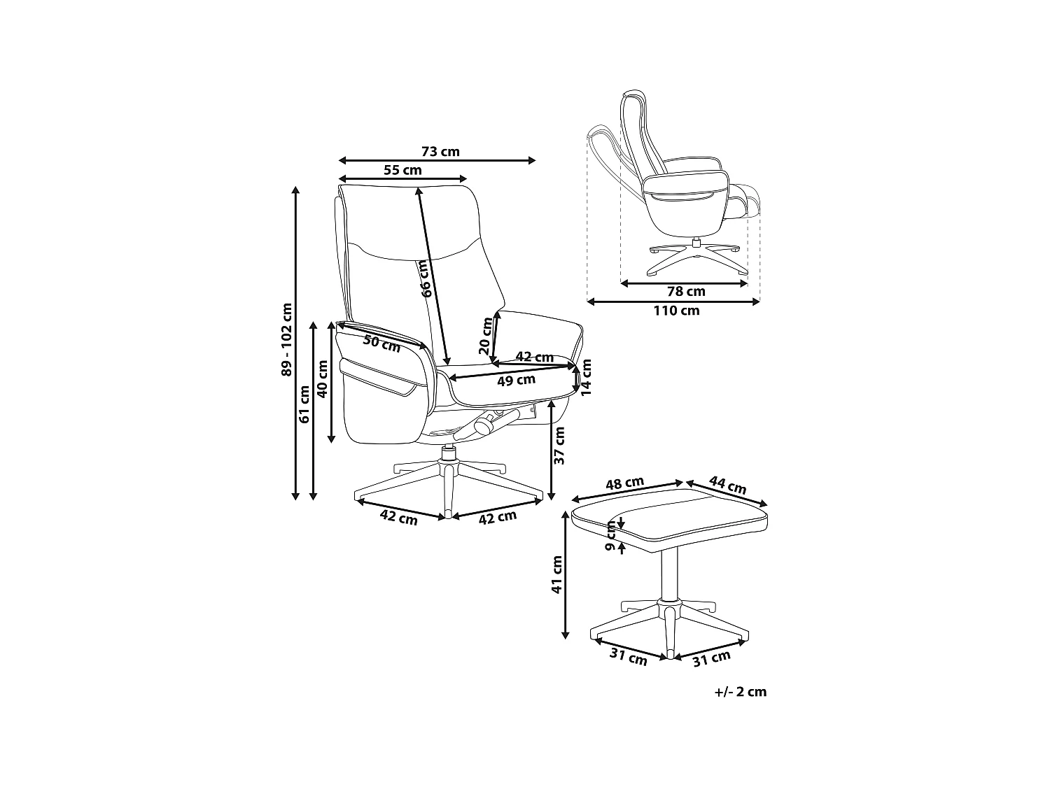 Fauteuil inclinable ERATO Cuir PU Beige clair