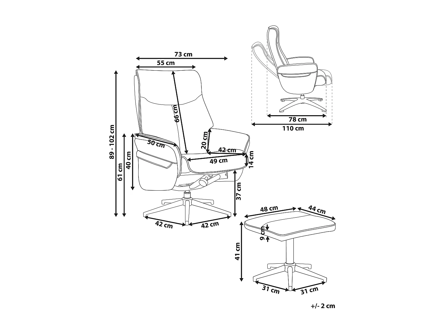 Fauteuil inclinable ERATO Cuir PU Beige clair